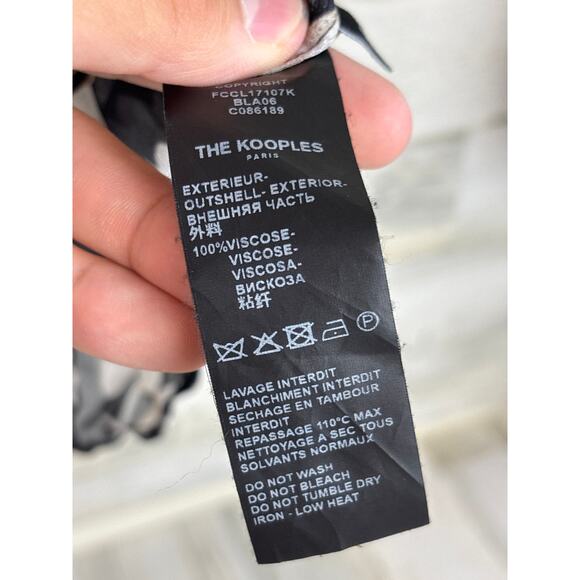 The Kooples Paris Women’s S Black Floral Ruffle Viscose Muslin Blouse NEW - Picture 6 of 6